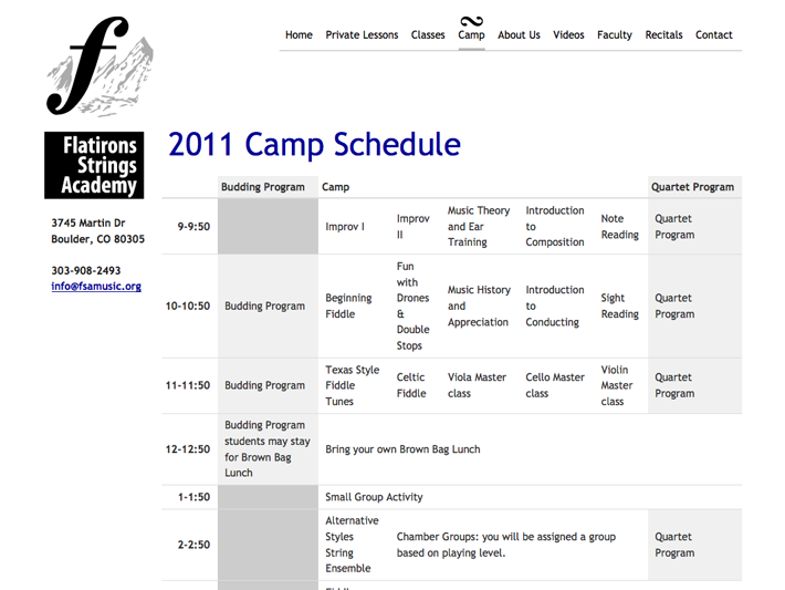 camp schedule